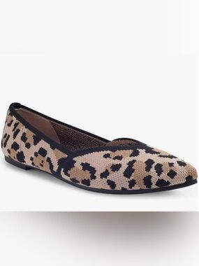 Me Too Women’s Leopard Print Knit Ballet Flat - Brown/Black Size 8